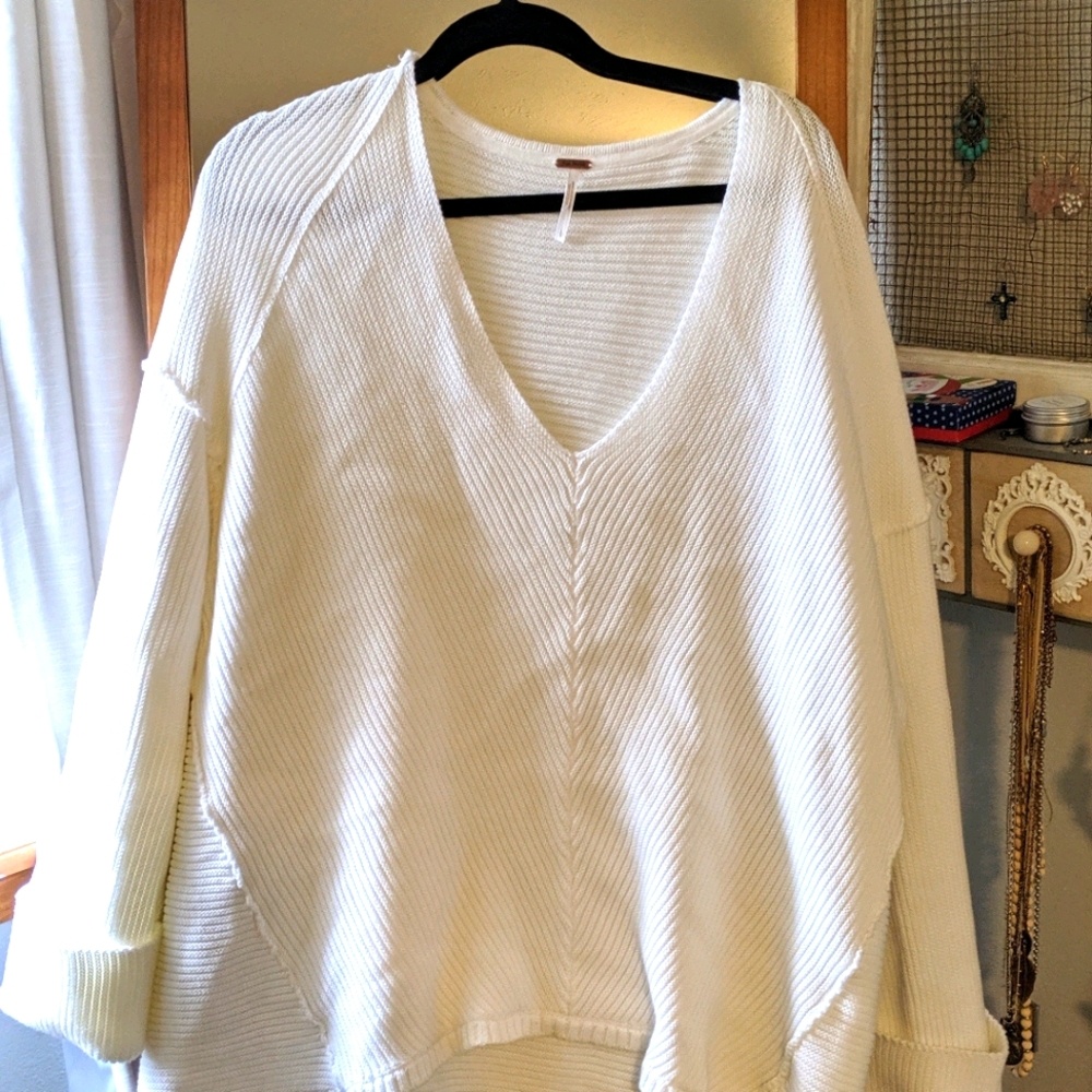 White Free people sweater